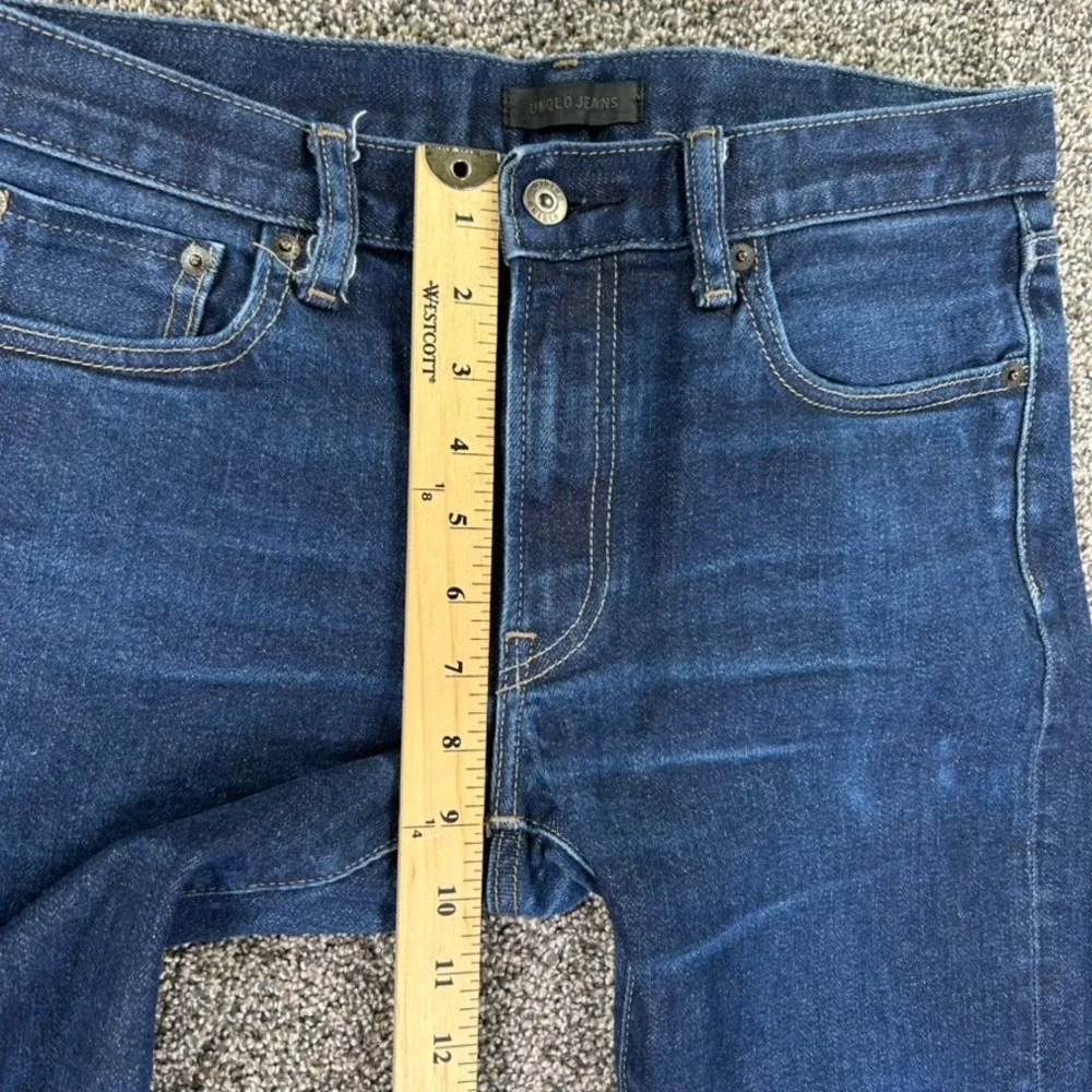 Uniqlo Kaihara Selvedge Indigo Blue Denim Jeans Men 31x32 Slim Straight Low Rise